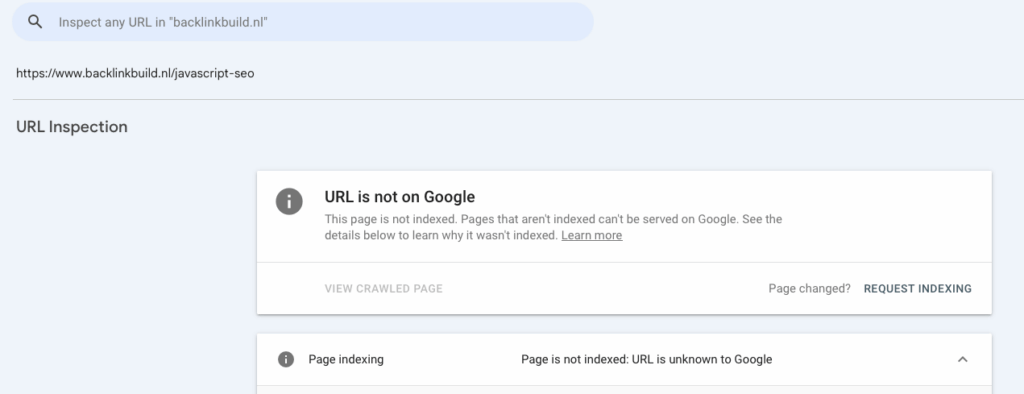 Google GSC indexeren niet gelukt