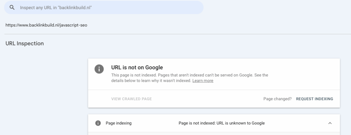 Google GSC indexeren niet gelukt